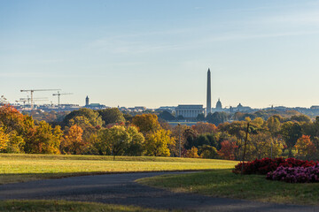 Cityscape panorama of Washington D.C. with United States Capitol, Washington Monument and the Senate