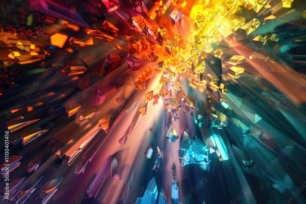 Poster a stunning 3d render of an abstract multicolor spectrum