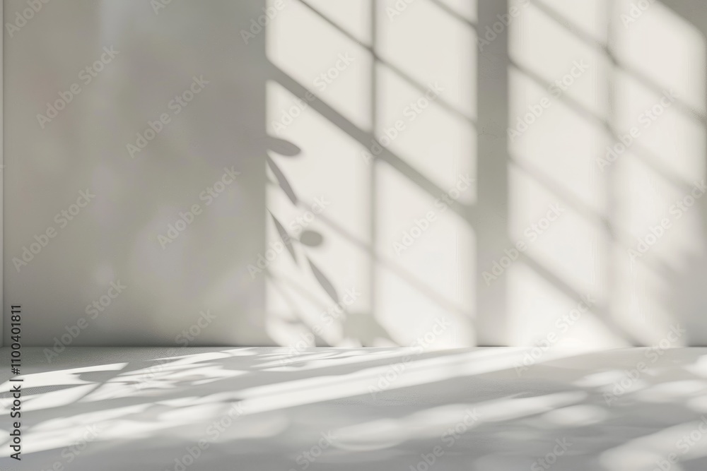 Poster white studio background with window shadows for product presentation.