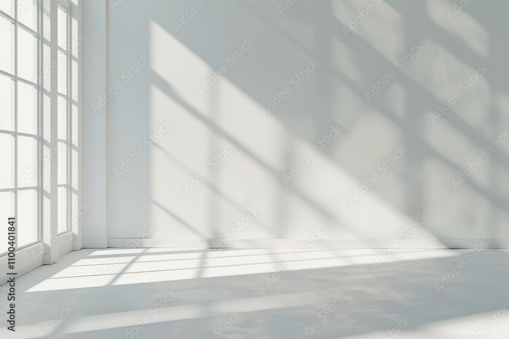 Poster white studio background with window shadows for product presentation.