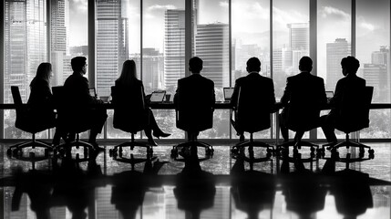 Obraz premium Business Meeting in a Futuristic Conference Room