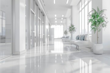 Fototapeta premium Blur focus of White open space office interior can be used as background