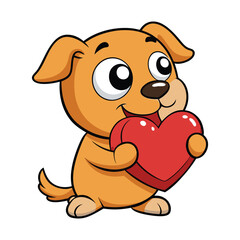 Obraz premium Cute Dog Bite Love Heart Vector Illustration