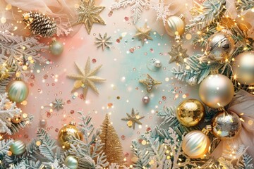 Fototapeta premium Chic tree decorations for New Year greetings.