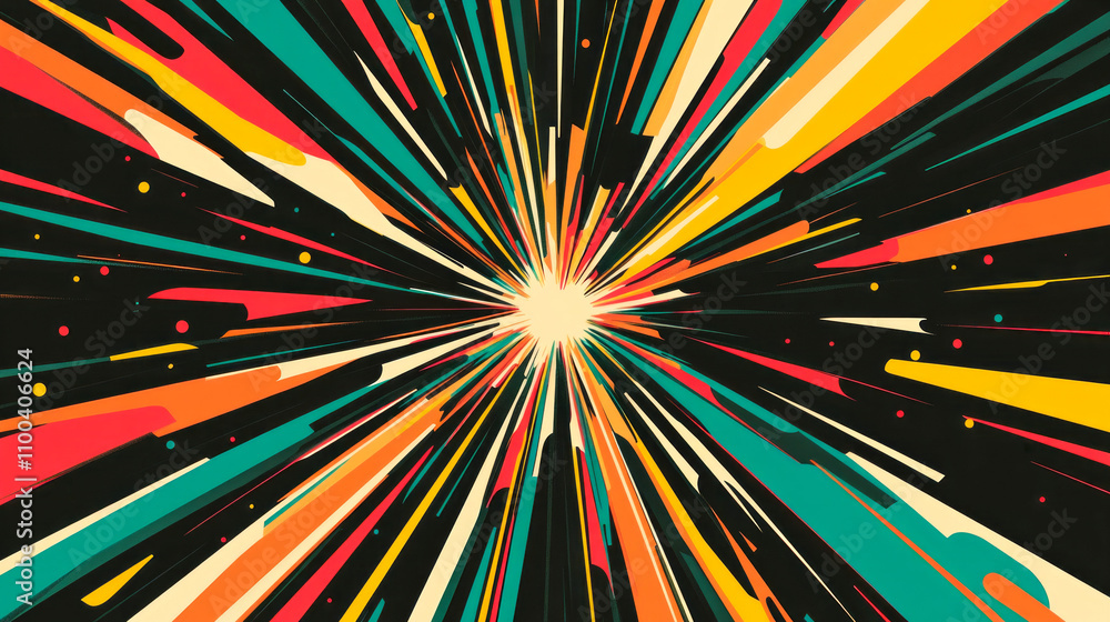 Poster colorful abstract burst of light with dynamic lines