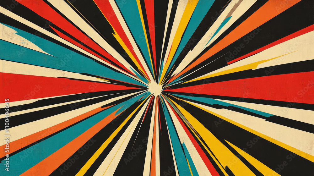 Poster dynamic abstract burst with vibrant multicolor radial pattern