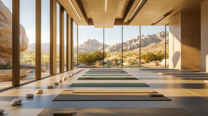 Fototapeta premium A contemporary desert modern yoga studio