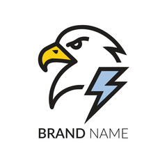 Obraz premium Vector eagle logo symbolizes lightning and electricity