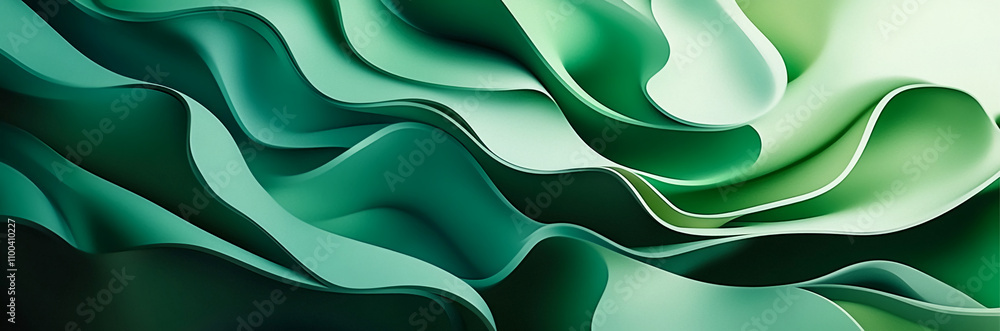 Aufkleber Dynamic green wave patterns create a soothing visual experience in a modern design setting