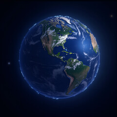 Fototapeta premium Earth viewed from space with glowing edges against a dark background