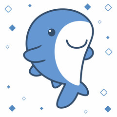 Cute Happy Whale Cartoon illustration Sticker emote Clip Art