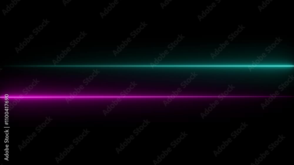 Poster horizontal glowing neon line animation. movement of neon diagonal lines or glowing light stripes on 
