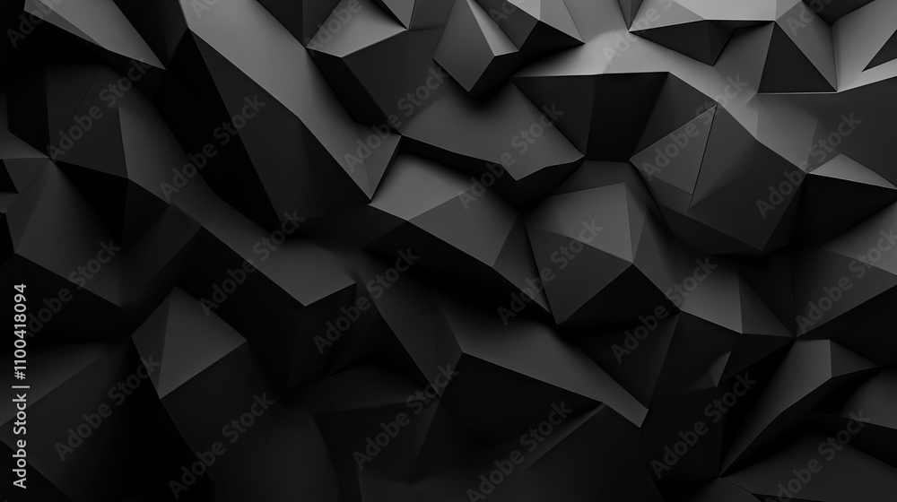 Poster abstract black polygonal background featuring sharp angles and varied textures.