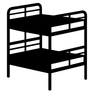 recommend clip art: Black and White Bunk Bed Vector : A minimalist illustration of a classic bunk bed, perfect for dorm rooms, children's bedrooms, or any space needing a space-saving solution.  
