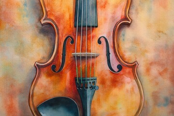A violin is positioned on the table, forming an abstract background.