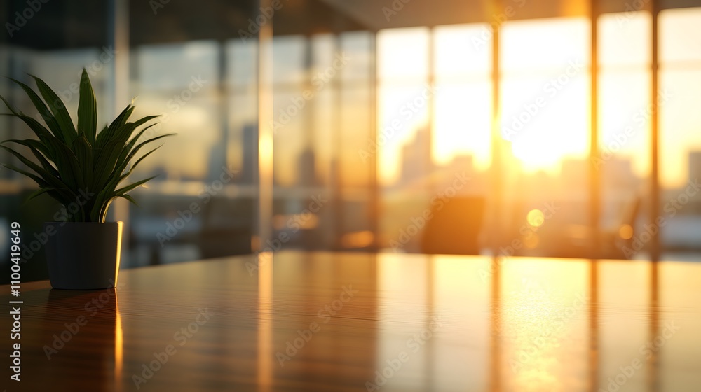 Poster dynamic office scene featuring a glossy table in foc ai generated illustration