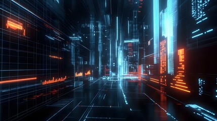 Dynamic technology inspired financial visualization AI generated illustration