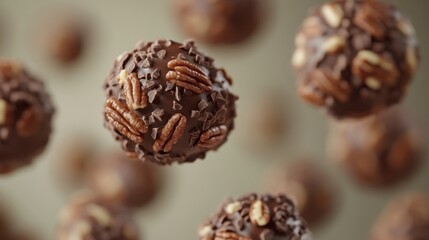 Delicious Chocolate Pecan Balls: A Close-Up of Nutty, Sweet Treats in Stunning Detail