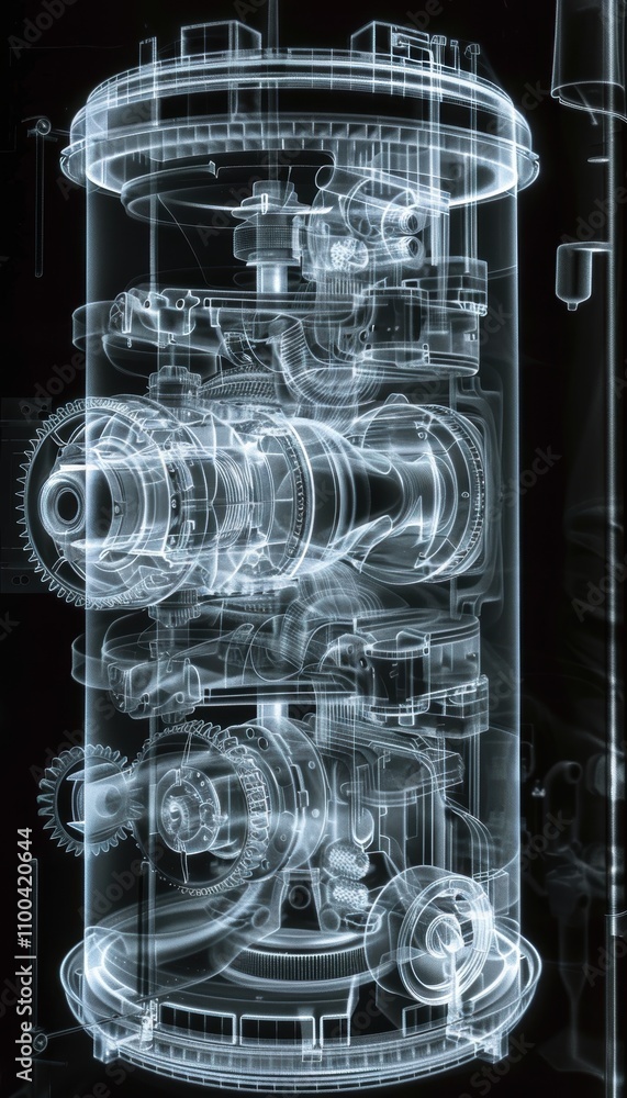 Aufkleber high-resolution x-ray of gearbox mechanisms for engineering analysis and design