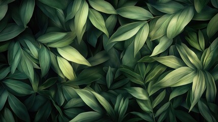 Obraz premium Lush green leaves create a vibrant tapestry of nature's beauty.