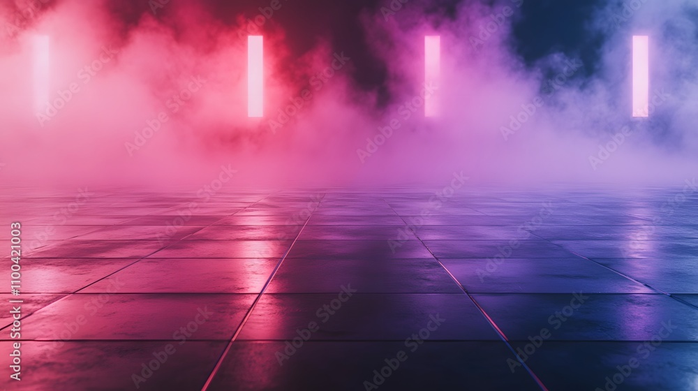Poster empty dancefloor with soft mist rolling across a pol ai generated illustration