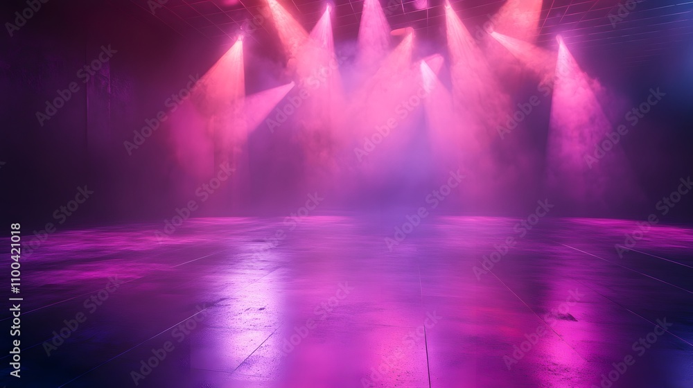 Poster empty dancefloor with soft mist rolling across a pol ai generated illustration