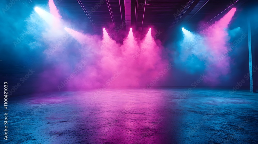 Poster empty event space with textured concrete flooring gl ai generated illustration