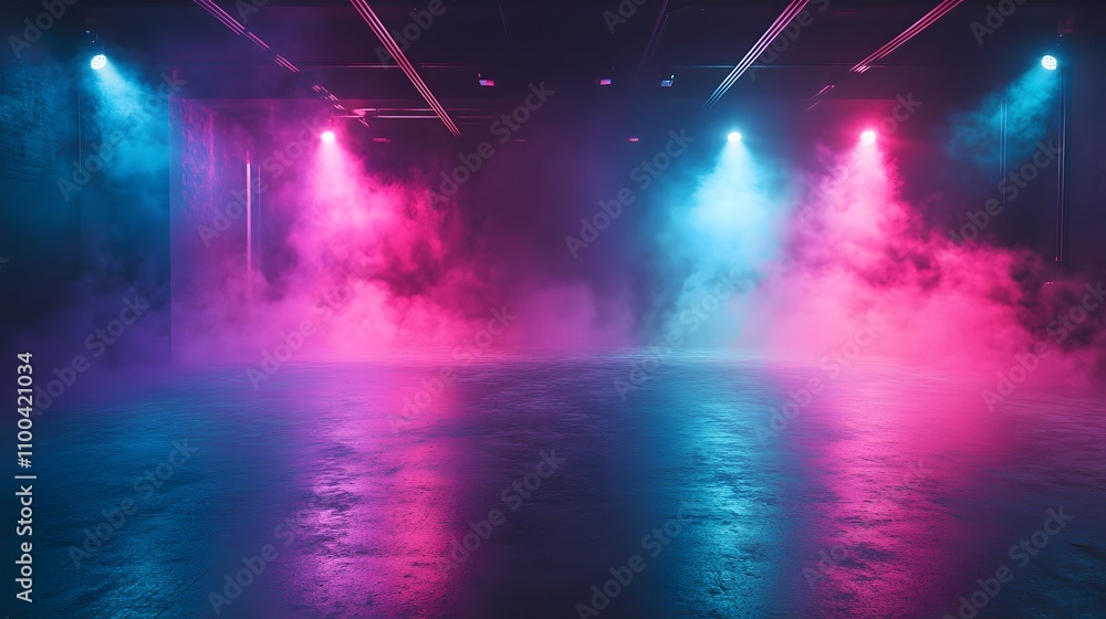 Poster empty event space with textured concrete flooring gl ai generated illustration