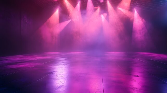 Empty dancefloor with soft mist rolling across a pol AI generated illustration