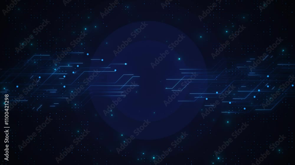 Poster technology background with a circuit board cloud hi-tech light lines and electronic cyber ai big dat