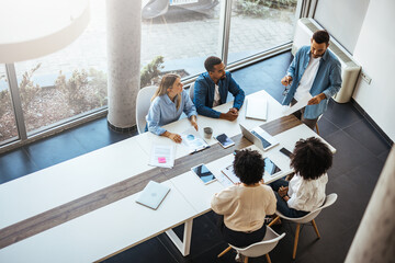 Team Collaborating in Modern Office Environment