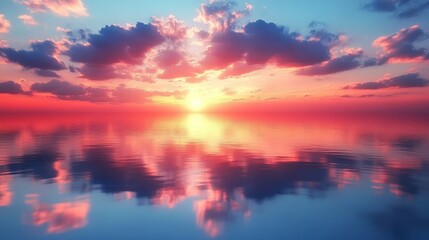 Obraz premium Serene Sunset Reflecting On Calm Ocean Waters