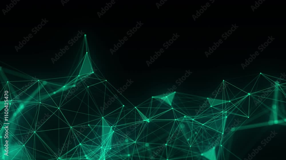 Poster Network connection structure. Green science background. Abstract digital background. Big data visualization. 3d rendering.