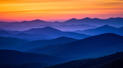 Fototapeta premium Majestic Sunset over Blue Ridge Mountains Layers Landscape Nature Photography