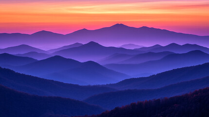 Obraz premium Serene Sunset Over Majestic Blue Ridge Mountains