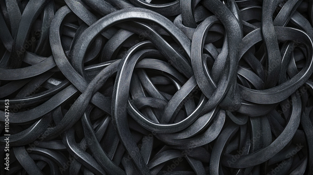 Poster abstract close-up of entwined dark curves creating an intricate pattern