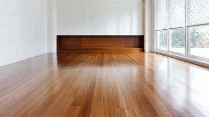 Fototapeta premium Bright and spacious room with wooden flooring