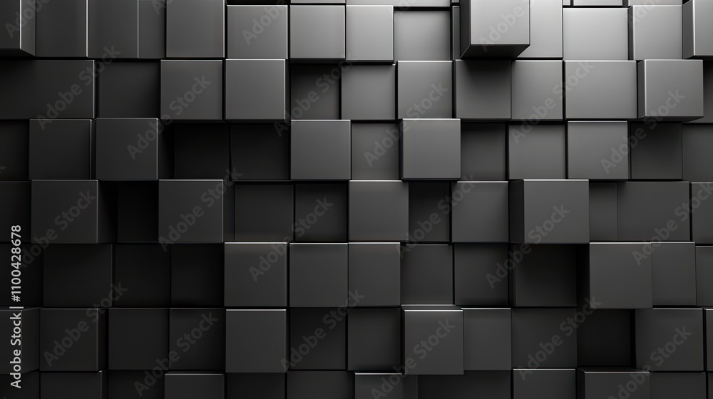 Poster Abstract black cubes create a dynamic textured background.