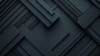 Obraz premium Abstract dark textured background with layered geometric shapes in black tones.
