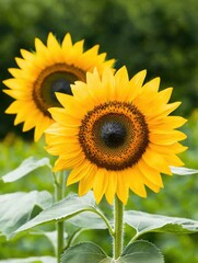 Obraz premium Vibrant sunflowers in a garden