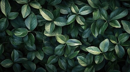 Obraz premium Close-up of lush green leaves creating a dense textured background.