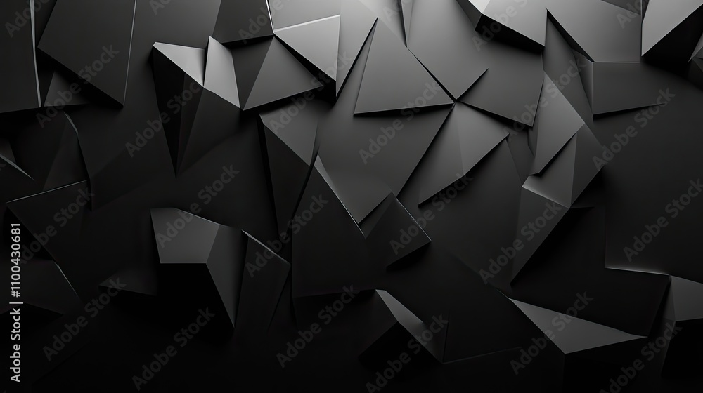 Aufkleber a captivating abstract wall formed by black geometric shapes and angles, creating depth and texture.