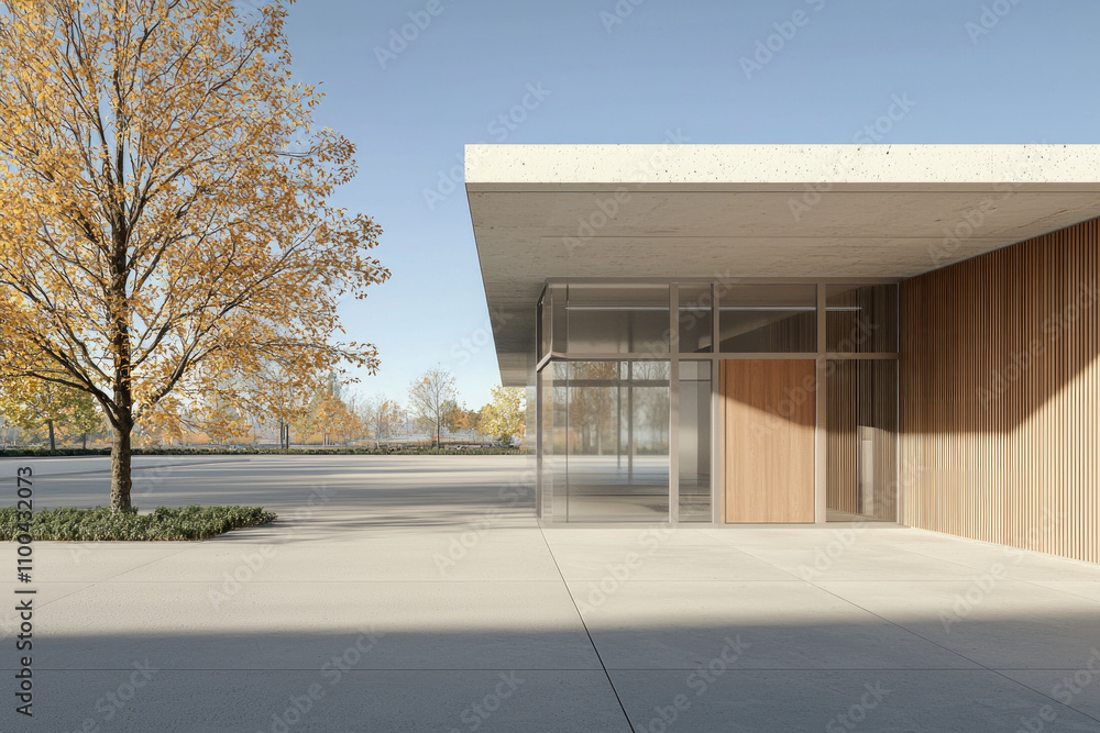 Poster modern minimalist architecture with clean lines and open space design
