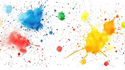 Fototapeta premium Colorful watercolor paint splashes create an energetic and vibrant background.