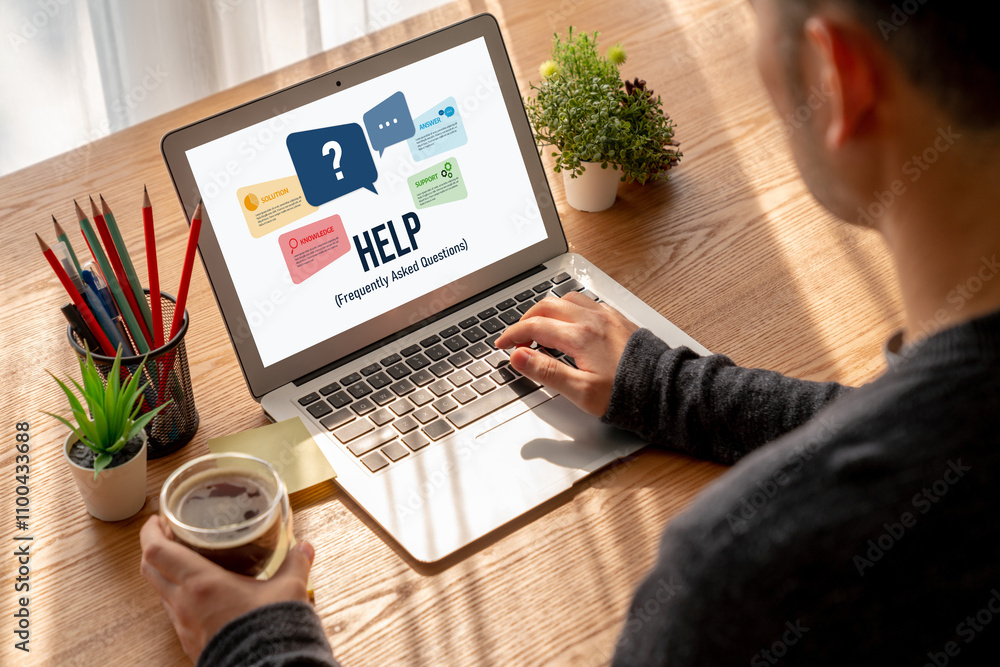 Poster help screen on the website provide answer to faq frequently asked question snugly with knowledge inf
