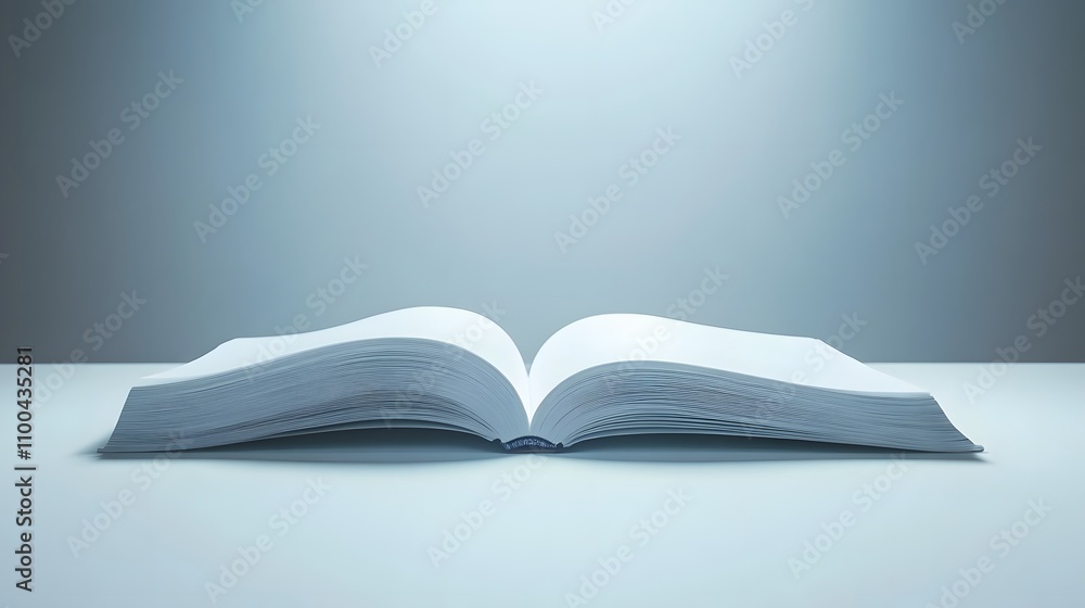Aufkleber potential empty open book on a clean surface with a ai generated illustration