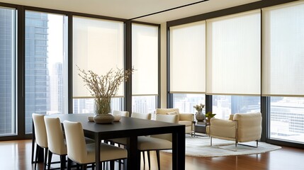 Obraz premium Sophisticated dining room featuring a black dining t AI generated illustration