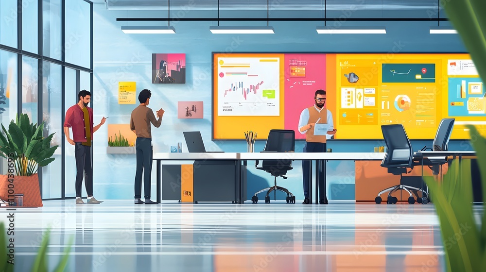 Poster team of software developers coding and brainstorming ai generated illustration
