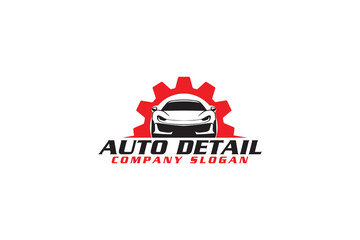car maintenance, performance and repair logo with car silhouette vector and gear , with a premium and luxury look for car wash, car detailing and garage