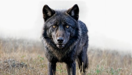 Black wolf isolated on white background
